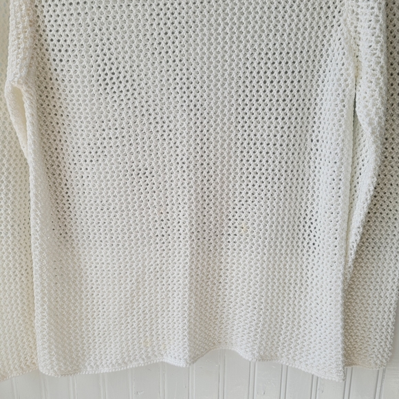Vintage Ivory Loose Open Knit Mesh Netted See Through Sweater Top Sz Small - Picture 4 of 14